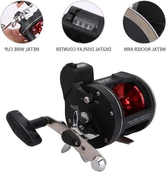 Visrol met Lijnmeter voor Zoutwater en Offshore Vissen - Trolling Reel voor Bootvissen, Duurzaam en Betrouwbaar — afbeelding 4