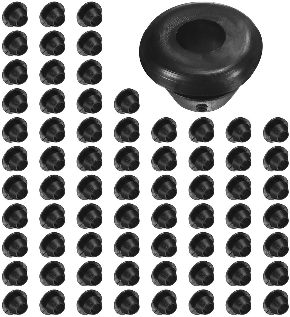70-Pack Rubber Grommets voor Kabelreling, 8mm Boorgat, 5mm ID Oogring, Geschikt voor Draad, Auto en Metaal Kabelpalen