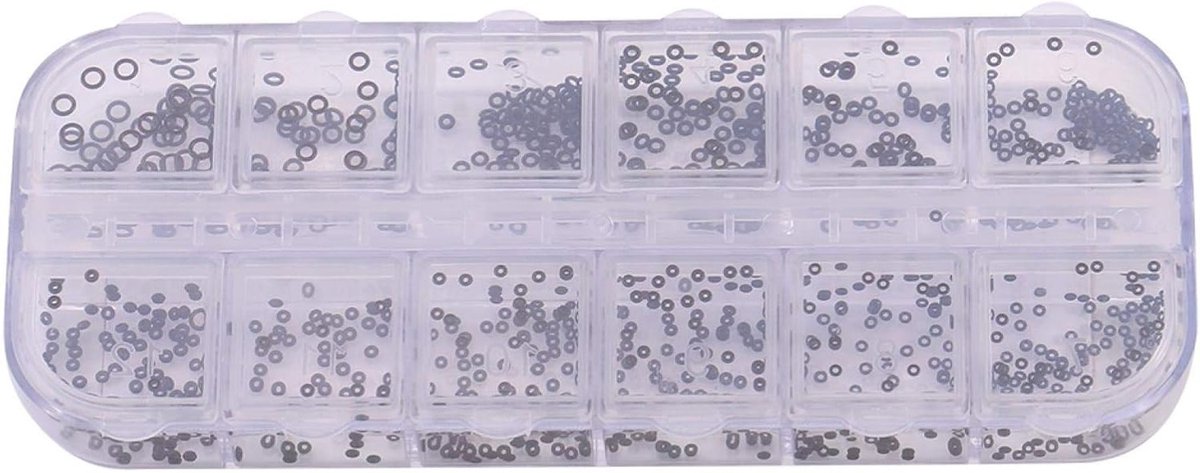 Assortiment van 12 Rubber O-Ringen van 1.4-2.8mm voor Horloges, Gasketringen en Sealing toepassingen