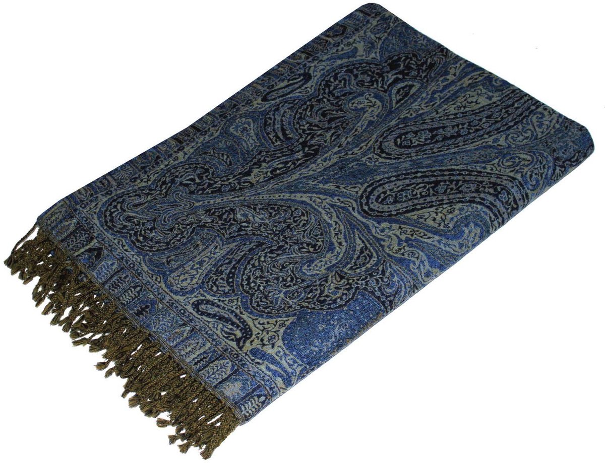 Dailygoods - Luxe Wollen Deken van Merinolam - Gejacquard, Paisley Design, 140x200 cm
