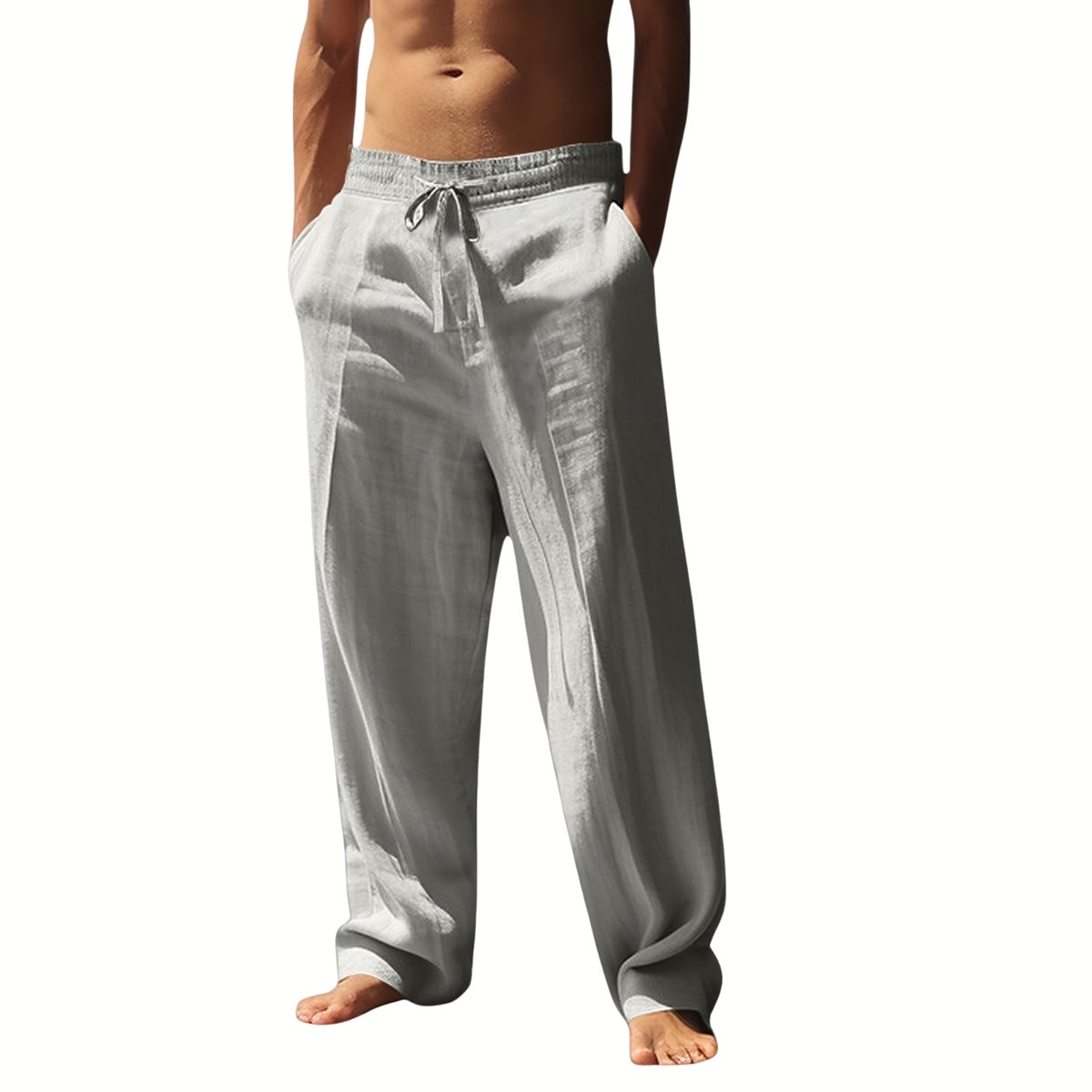 Currero Linnen Broek Heren - Zomerbroek - Volwassenen - Lange Broek - Pantalon - Strandbroek - Zomer - Ibiza Stijl - Grijs L