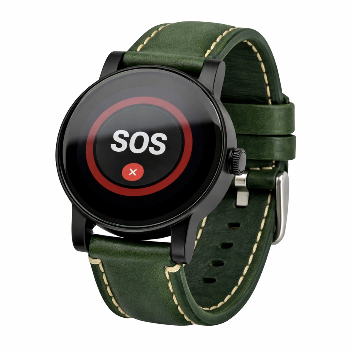 Horlogeband-leer-groen-plus-premium-mijnSOS-Comfortabel-Band-Echt Leer-22mm-Gespsluiting
