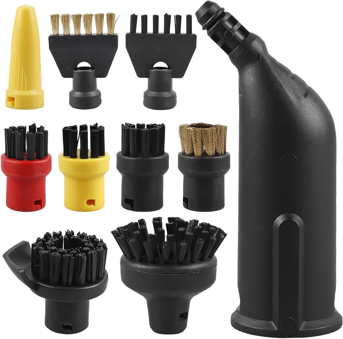 Set van 10 Stoomreiniger Accessoires - Ronde Borstel, Grote Schoonmaakborstel en Voegenborstels voor Effectieve Reiniging
