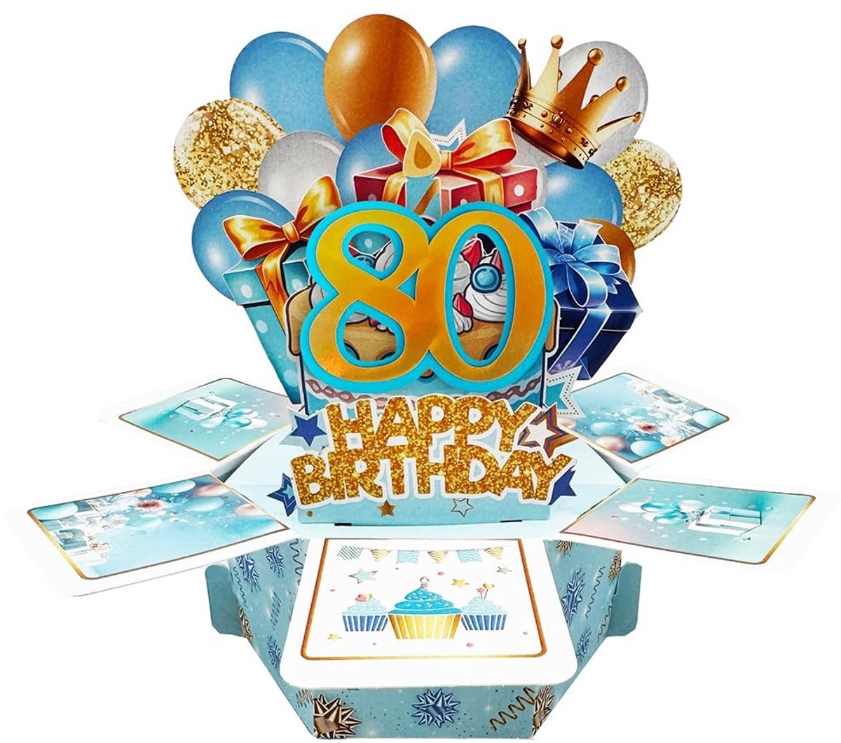 Dailygoods - Happy 80 Birthday pop-upkaart voor man - Grappige 3D-wenskaart