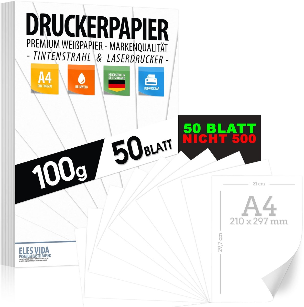Dailygoods - Premium A4 Printerpapier - 100 g - 50 Vellen Wit