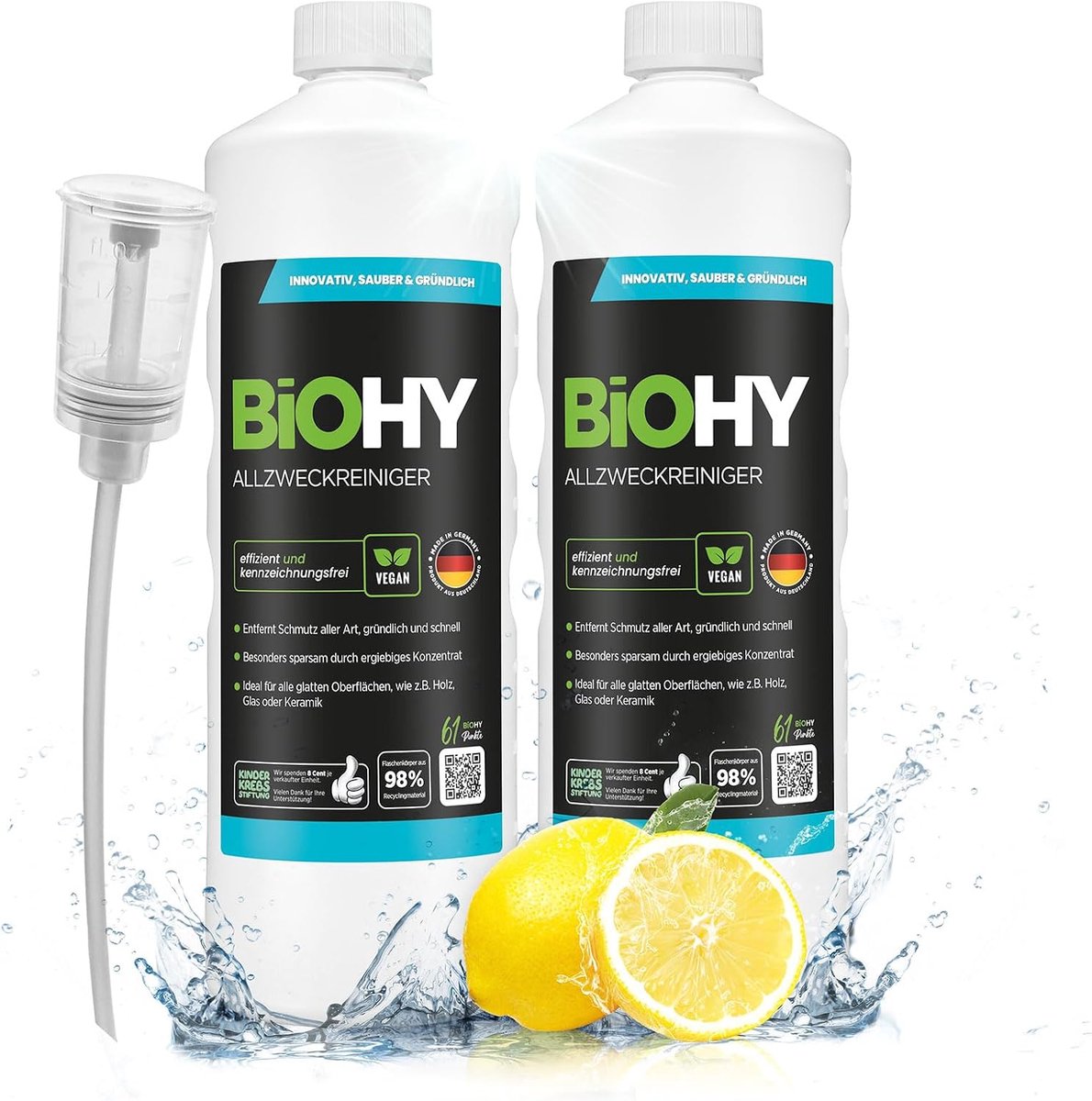 SnelShoppen - Biologisch Afbreekbare Allesreiniger (2 x 1l Fles) + Doser | Universele Huishoud- en Auto Cleaner | Natuurlijke Schoonmaakmiddelen voor