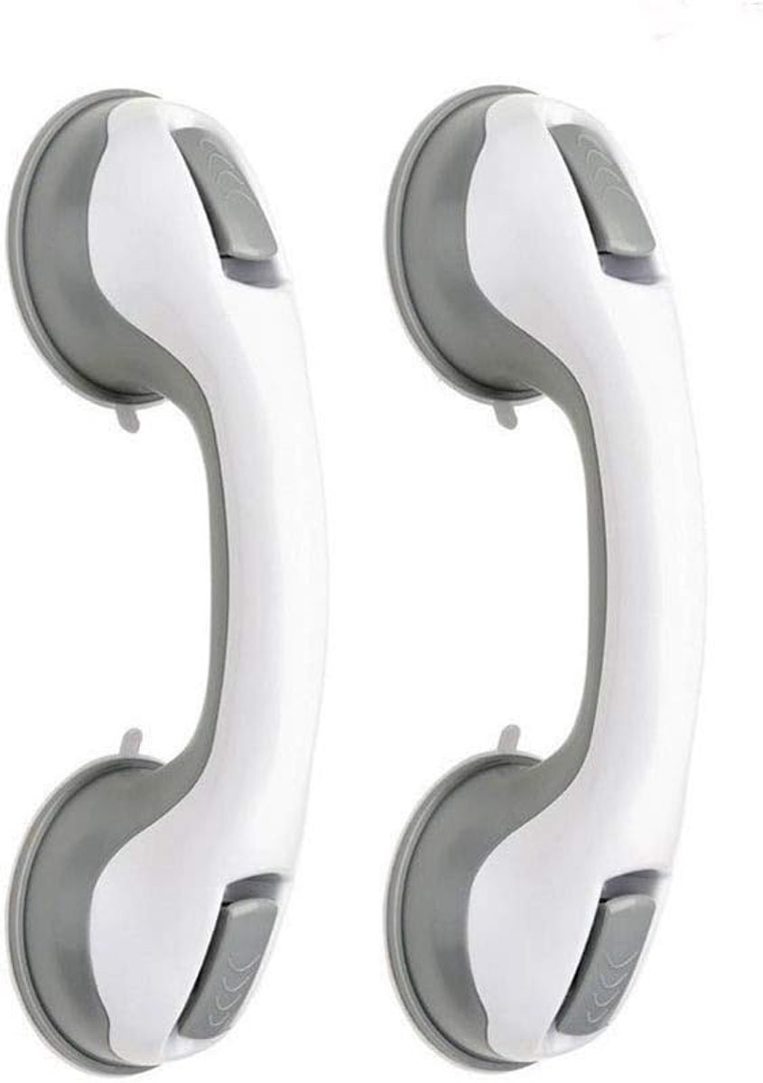 SnelShoppen - 2 x Zuignap Handgreep, Badkamer Handvat, Douche Handgreep, Badkuip Handgreep, Suction Cup Handle voor Toilet en Badkamer - Grijs, 29 cm