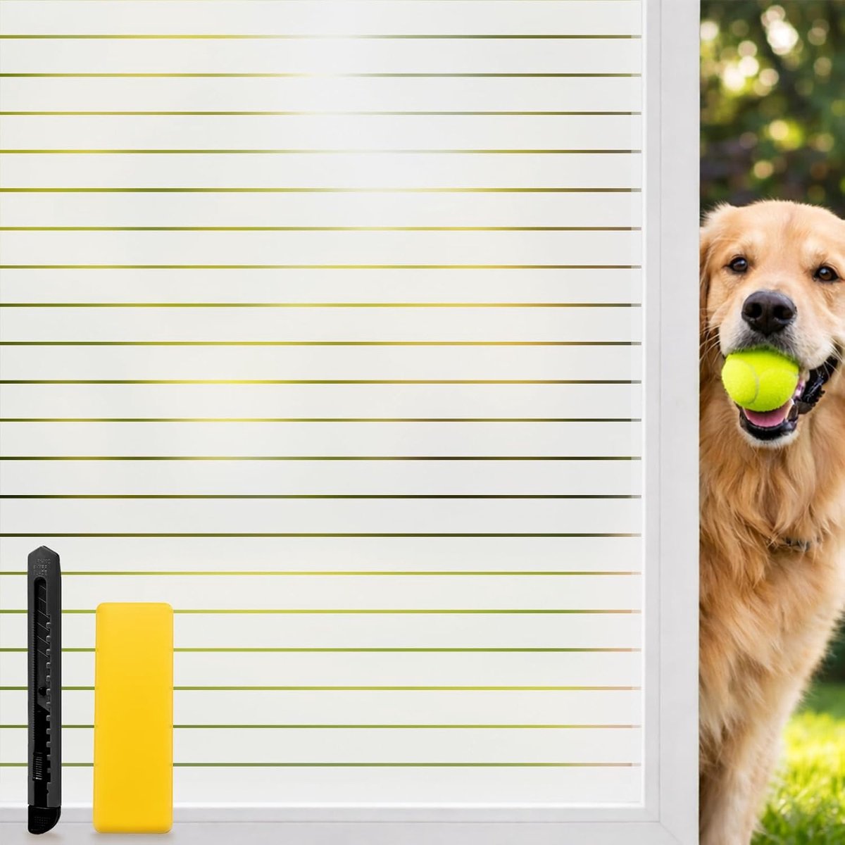 SnelShoppen - Privacy Raamfolie Strepen Statisch Raamstickers Zonder Lijm, Privacy Bescherming Anti-UV Herbruikbaar voor Woonkamer Kantoor Keuken (59.