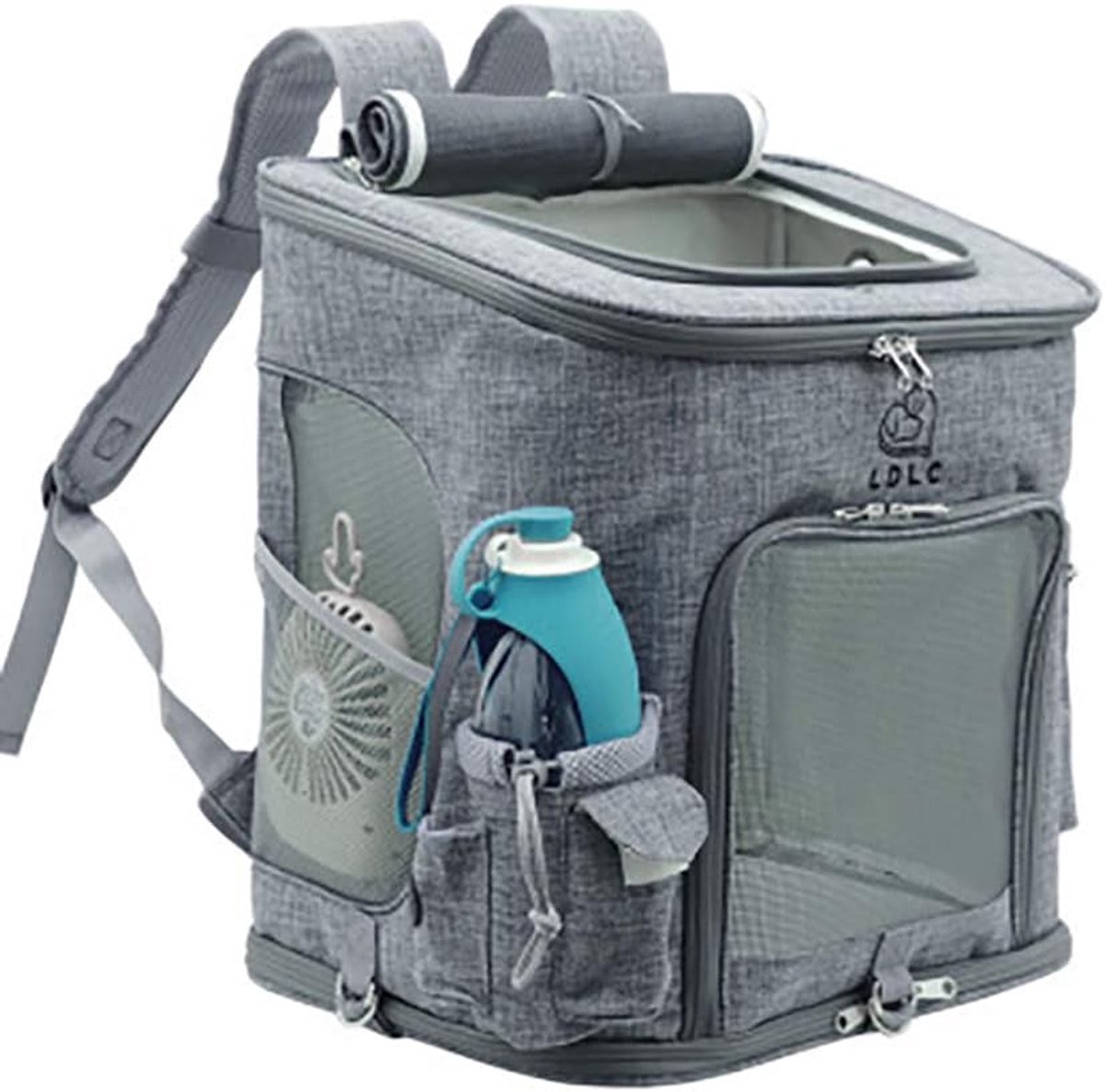 SnelShoppen - Draagbare Huisdieren Rugzak voor Kleine Honden en Katten - Verstelbare Pet Backpack - Grijs - Ideaal voor Buitenactiviteiten, Camping en