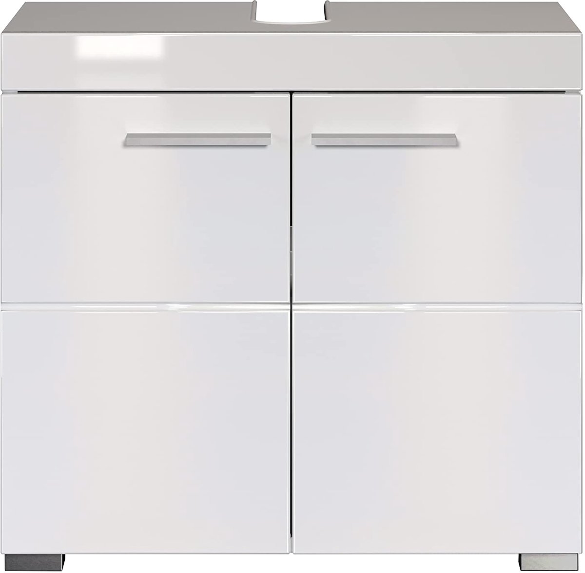 SnelShoppen - Badkamer Wastafelonderkast Ainzi 60 cm, Wit Hoogglans, Ruime Opbergruimte, Moderne Badkamermeubel, Compacte Maat voor Efficiënt Gebruik