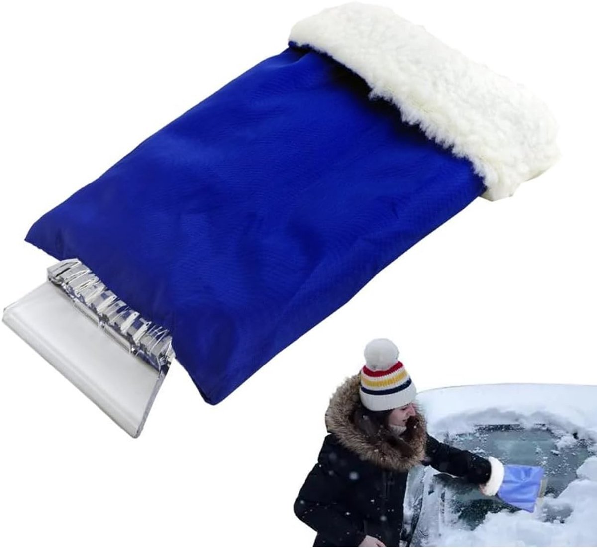 SnelShoppen - Ice Scraper Autode-ijzer met Handschoenen, Waterdicht, Voor Raam en Voorruit, Blauw, Duurzaam Plastic, Ideaal voor Winterse Omstandighed