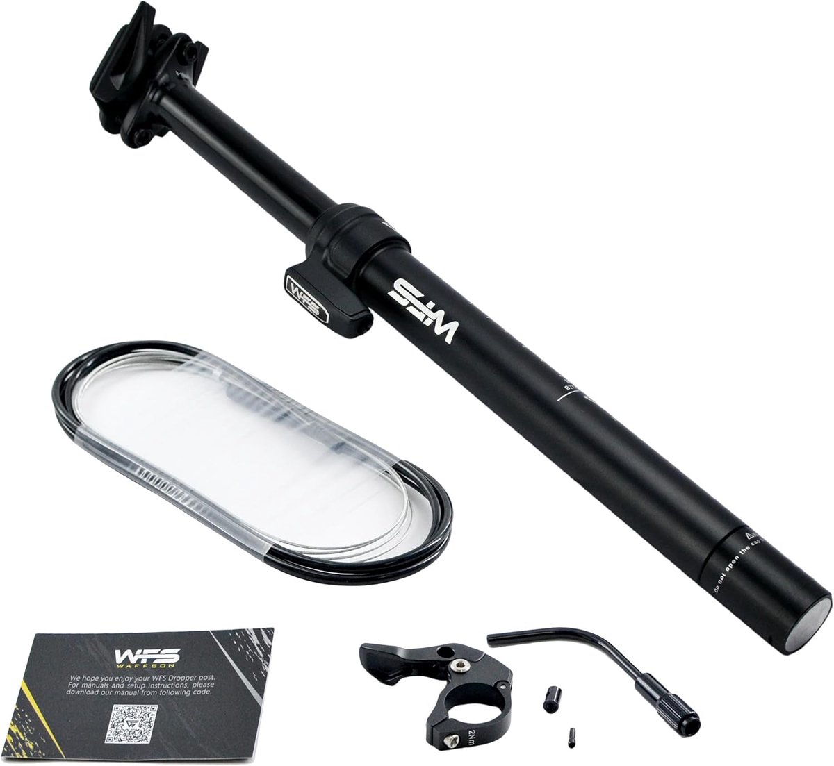 SnelShoppen - Flexibele Verstelbare Dropper Seatpost voor MTB – 27.2mm Diameter, 110mm Travel, 395mm Lengte, Zwart, Inclusief Remote Controle en Kabel
