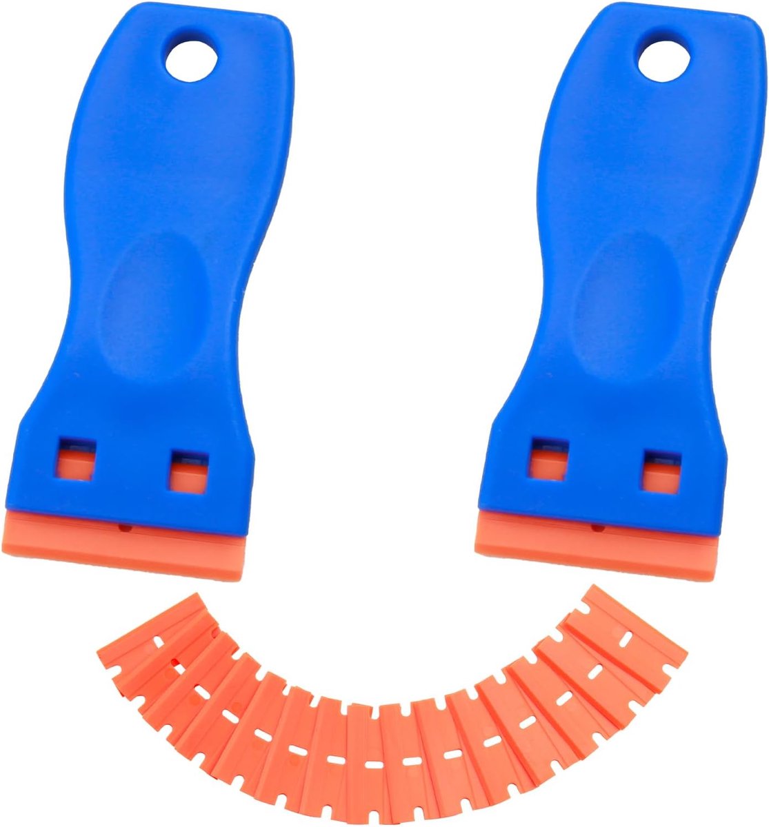 SnelShoppen - Set van 2 Plastic Schrapers met 100 Vervangbladen voor Stickers Verwijderen, Glazen Reinigen, Raam Pleisteren en Voertuig Detaileren, Bl