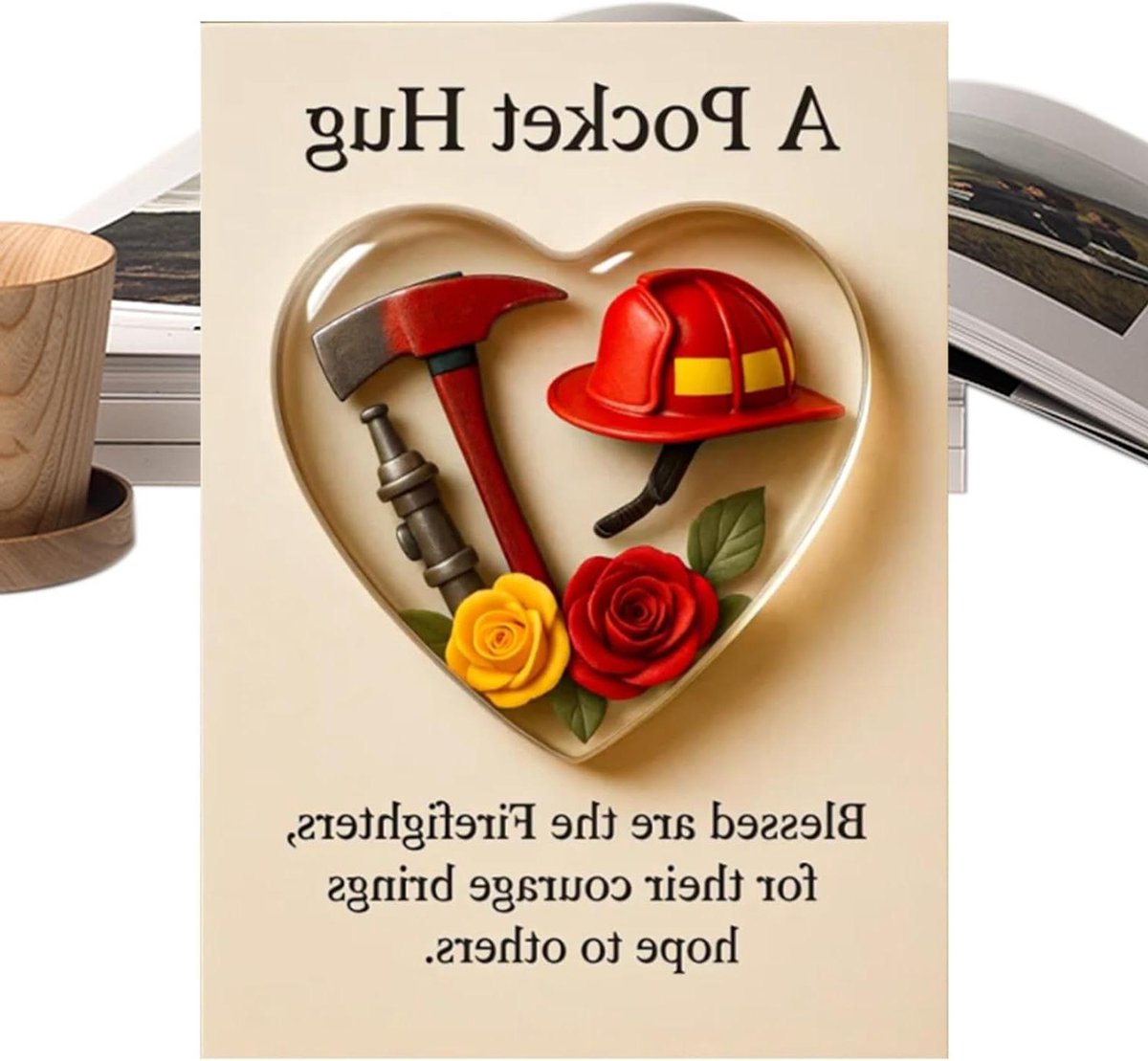 Notitiekaarten Hartvormig - Waarderingskaarten Sleutelhanger - Feestelijke Erkenning - Brandweer Thema - 10 x 8 x 1 cm - Niet gespecificeerd