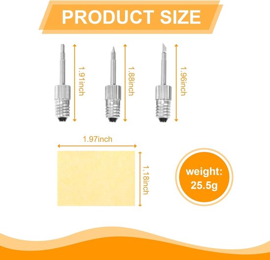 Set van 3 Messing Loodtips voor USB Loodijzer - Solderen, Lassen en Repareren met E10 Interface — afbeelding 4