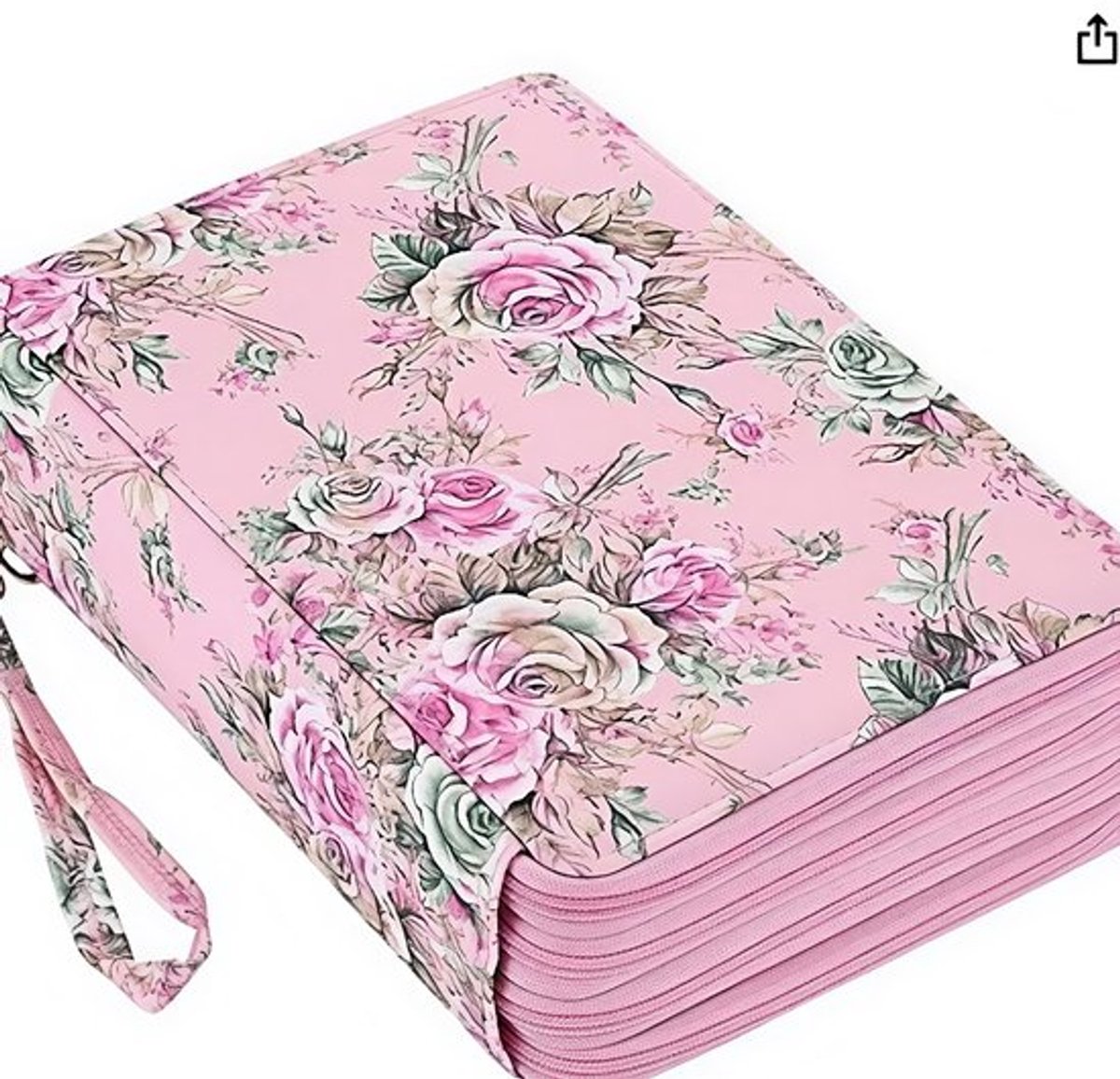 Gekleurde etui - 120 vakken, kan worden gebruikt als pennenbakje, etui, grote potloodopbergdoos met handvatten, bedrukte etui - roze bloemen