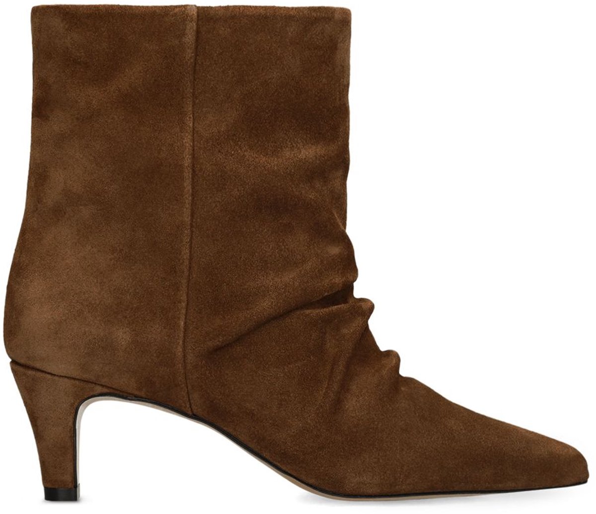 Manfield - Dames - Bruine suède slouchy enkellaarsjes - Maat 36