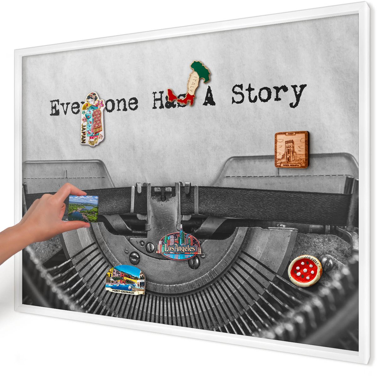 Artprintcave Zwart Magneetbord mit Witte Lijst - 100x70 cm - Vintage Machine Bord Voor Magneten - Vintage Magneetbord Voor Keuken - Deel