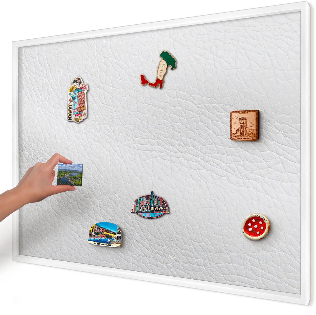 Artprintcave Wit Magneetbord mit Witte Lijst - 100x70 cm - Elegante Textuur Magnetische Organizer - Minimalist Magneetbord Voor Keuken - Texturen