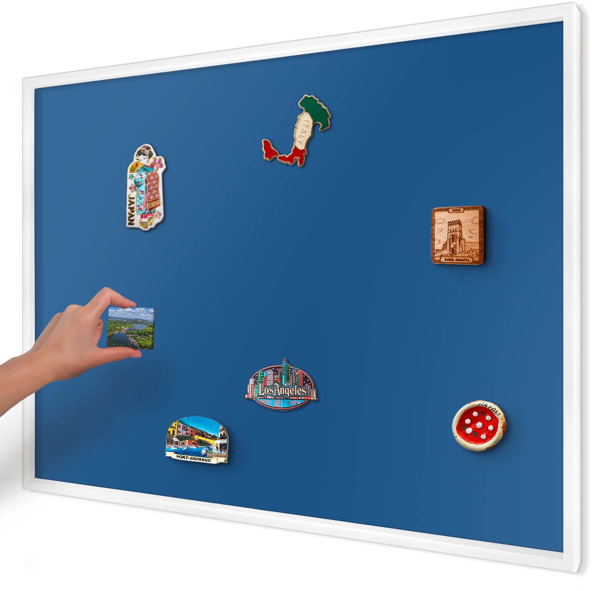 Artprintcave Marine Magneetbord mit Witte Lijst - 100x70 cm - Donkerblauw Magnetisch Bord Voor Magneten - Minimalist Magneet Bord mit Frame - Achtergronden En Patronen