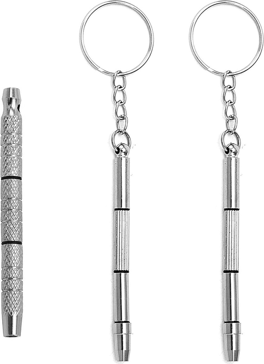 Mini Schroevendraaierset - Precisie Gereedschap Reparatie Kit - Kleine Apparaten Repareren - 4-in-1 Koppen - 3 stuks - Zilver
