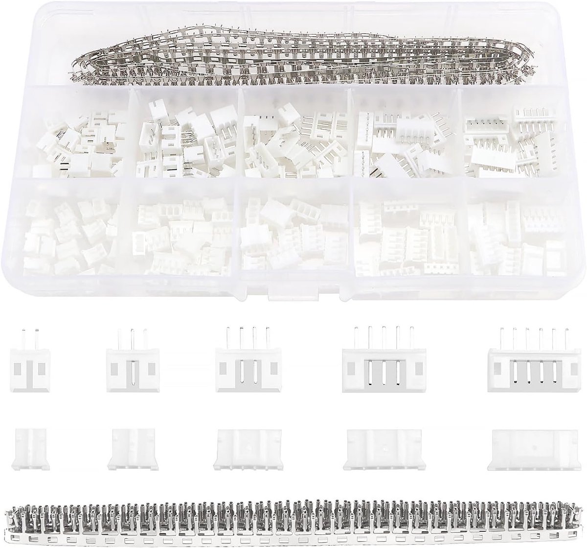 SnelShoppen - 420Pcs JST-PH Connector Kit 2mm, 2/3/4/5/6 Pin Huls Vrouwelijk en Mannelijk, met Vrouwelijke Pin Crimp Contacten, Hoogwaardige Duurzame