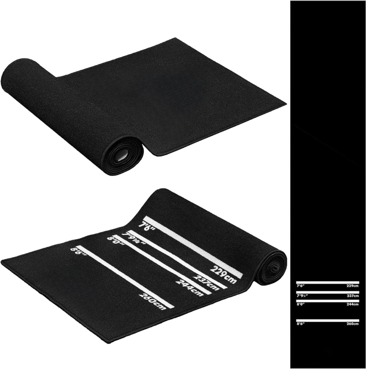 NIVA® Dartmat - Dart-Vloerbeschermingsmat - Heavy Duty Dart-Tapijt - Zwart - 290cm x 60cm x 1cm