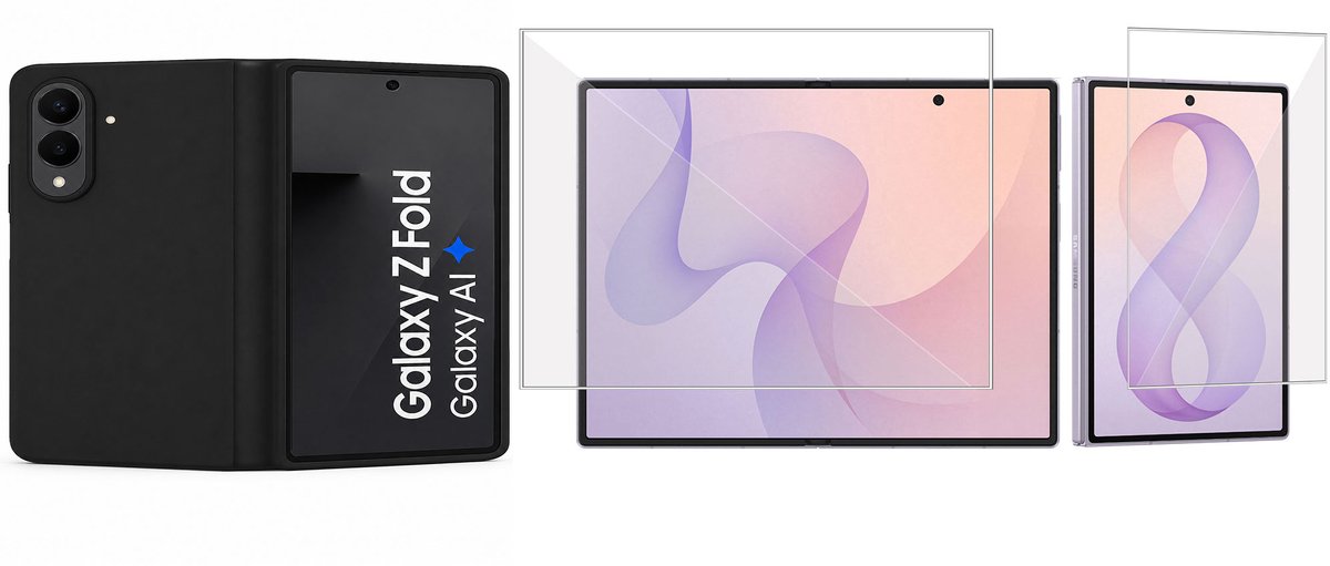 ChiGuard Hoesje & Screenprotector geschikt voor Samsung Galaxy Z Fold 8 - Case - Zwart