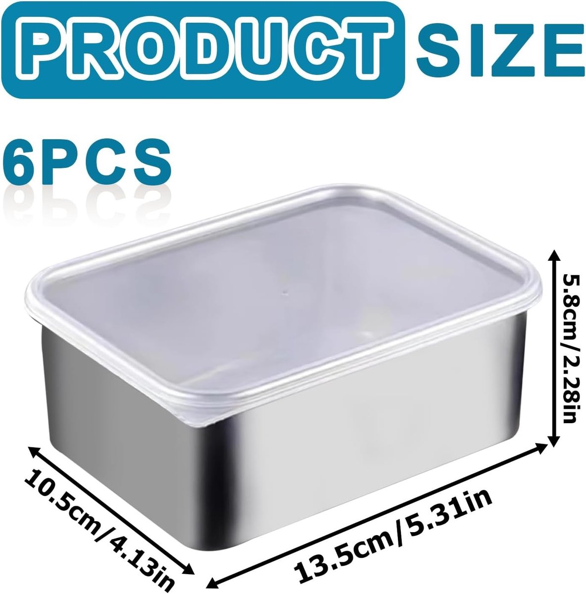 Set van 6 RVS Voedselopslagdozen met Deksel, Stapelbare Maaltijd Prep Dozen voor Vriezer en Oven, 13.5 x 10.5 x 5.5 cm, Ideaal voor Maaltijdplanning en Bewaren van Voedsel — cadeau in Cadeau-ideeën - foto 7