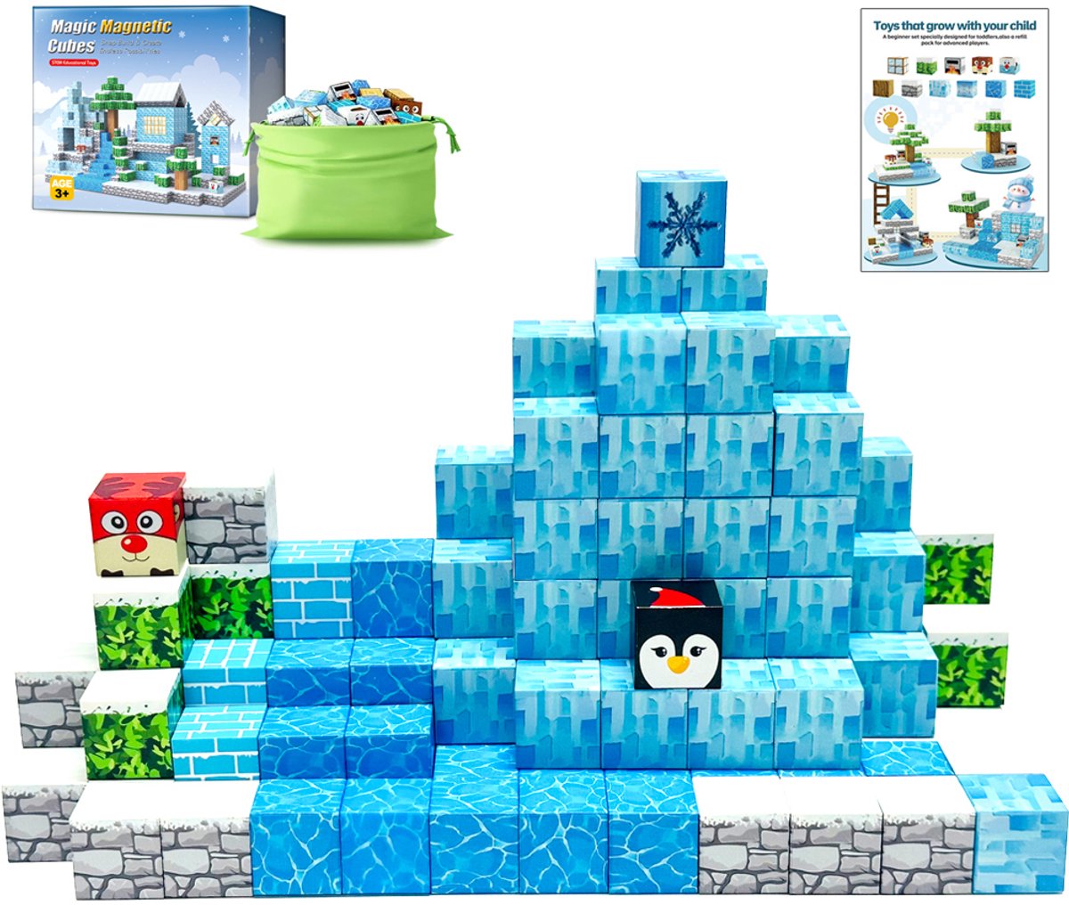 Magneet Blokken - XJB067 - Thema Winter - 100 onderdelen - Minecraft - STEM Educatie Speelgoed