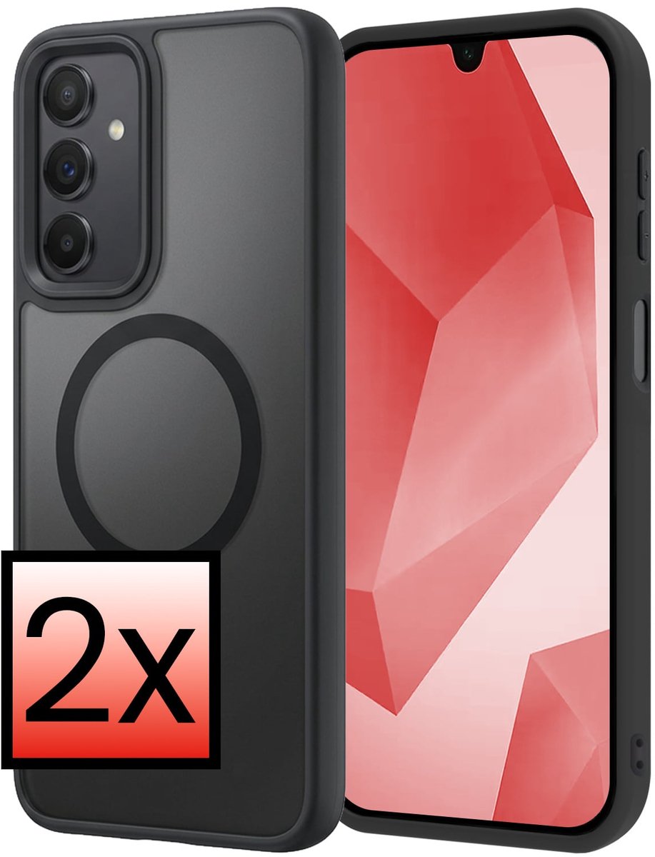 Hoesje - 2 Stuks - Geschikt voor Samsung Galaxy A16 - Magsafe Compatible - Sterk & Shockproof - Back Cover - Shock Proof Case - Telefoon Hoes - Zwart