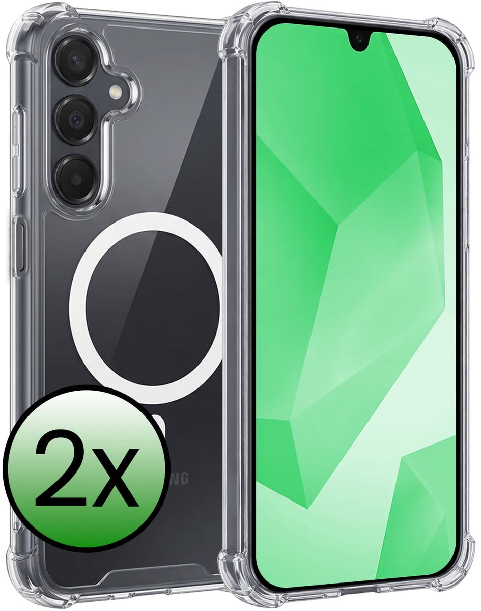 Hoesje 2 Stuks - Geschikt voor Samsung Galaxy A16 - Magsafe Compatible - Sterk & Shockproof - Back Cover - Shock Proof Case - Telefoon Hoes - Transparant