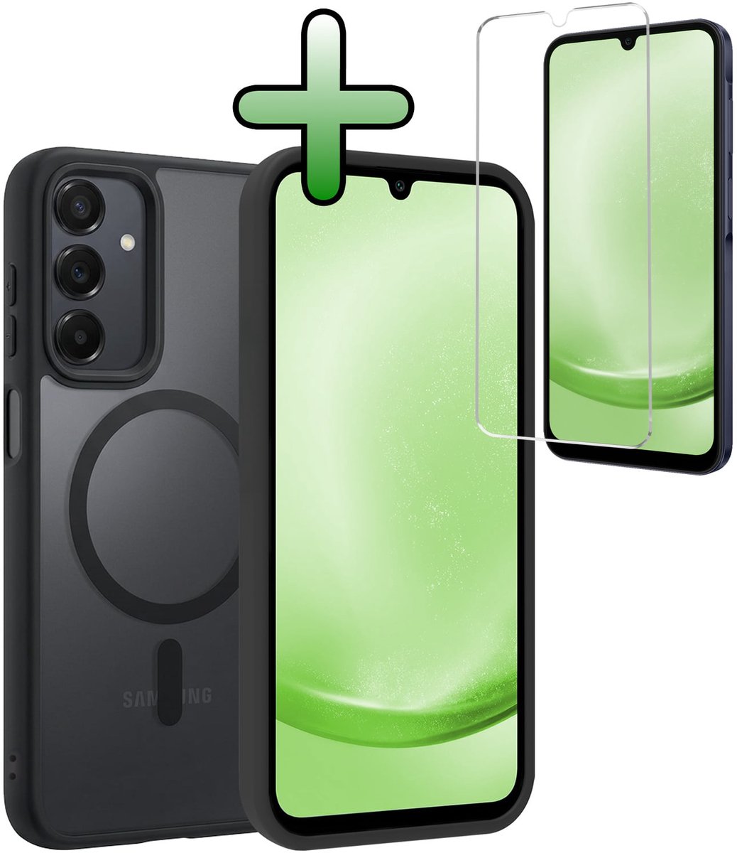 Hoesje Met Screenprotector - Geschikt voor Samsung Galaxy A25 - Magsafe Compatible - Sterk & Shockproof - Back Cover - Shock Proof Case - Telefoon Hoes - Zwart