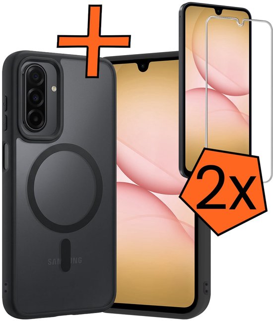 Coque noire Magsafe et protection d'écran (2x) pour Samsung A17.