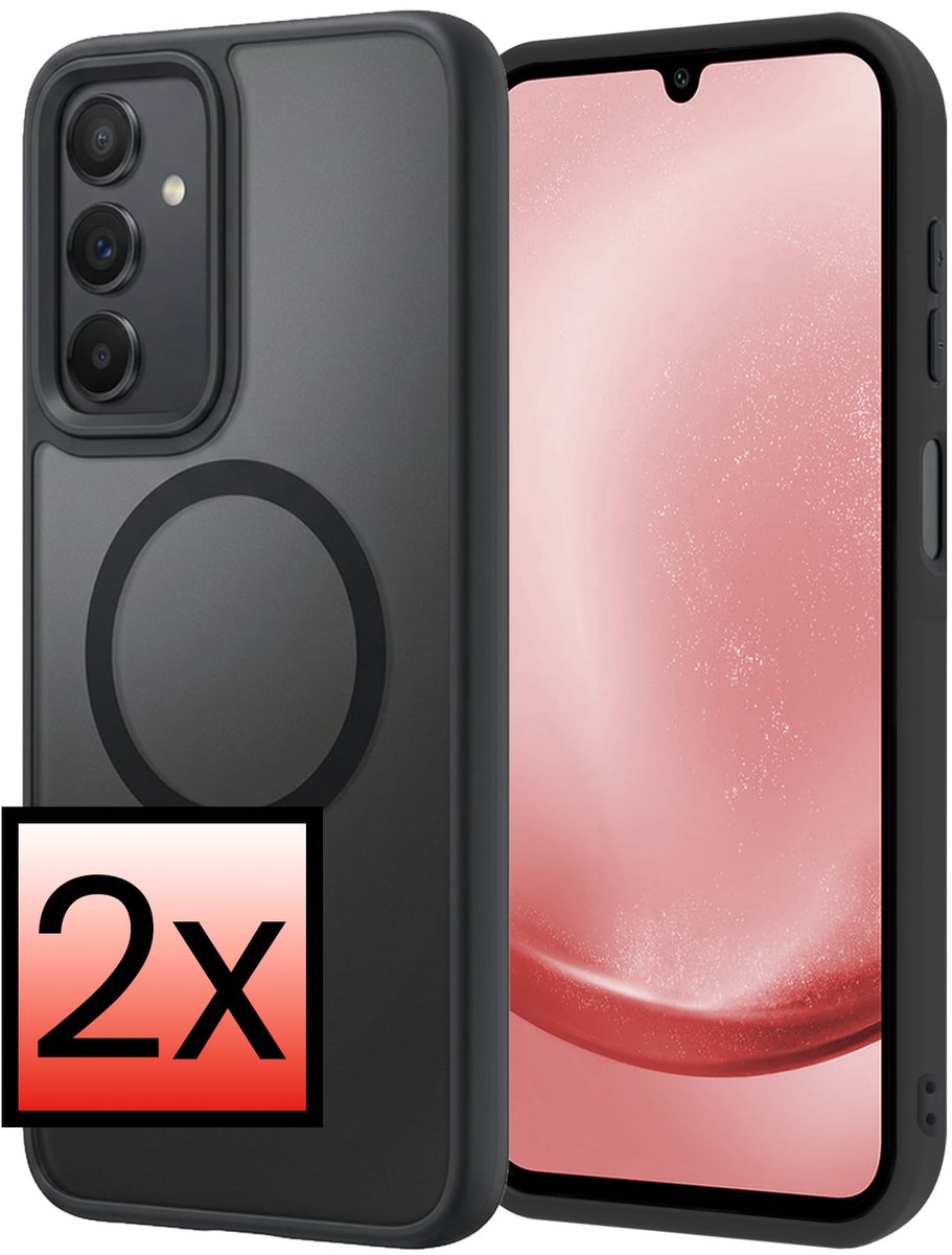 Hoesje - 2 Stuks - Geschikt voor Samsung Galaxy A25 - Magsafe Compatible - Sterk & Shockproof - Back Cover - Shock Proof Case - Telefoon Hoes - Zwart