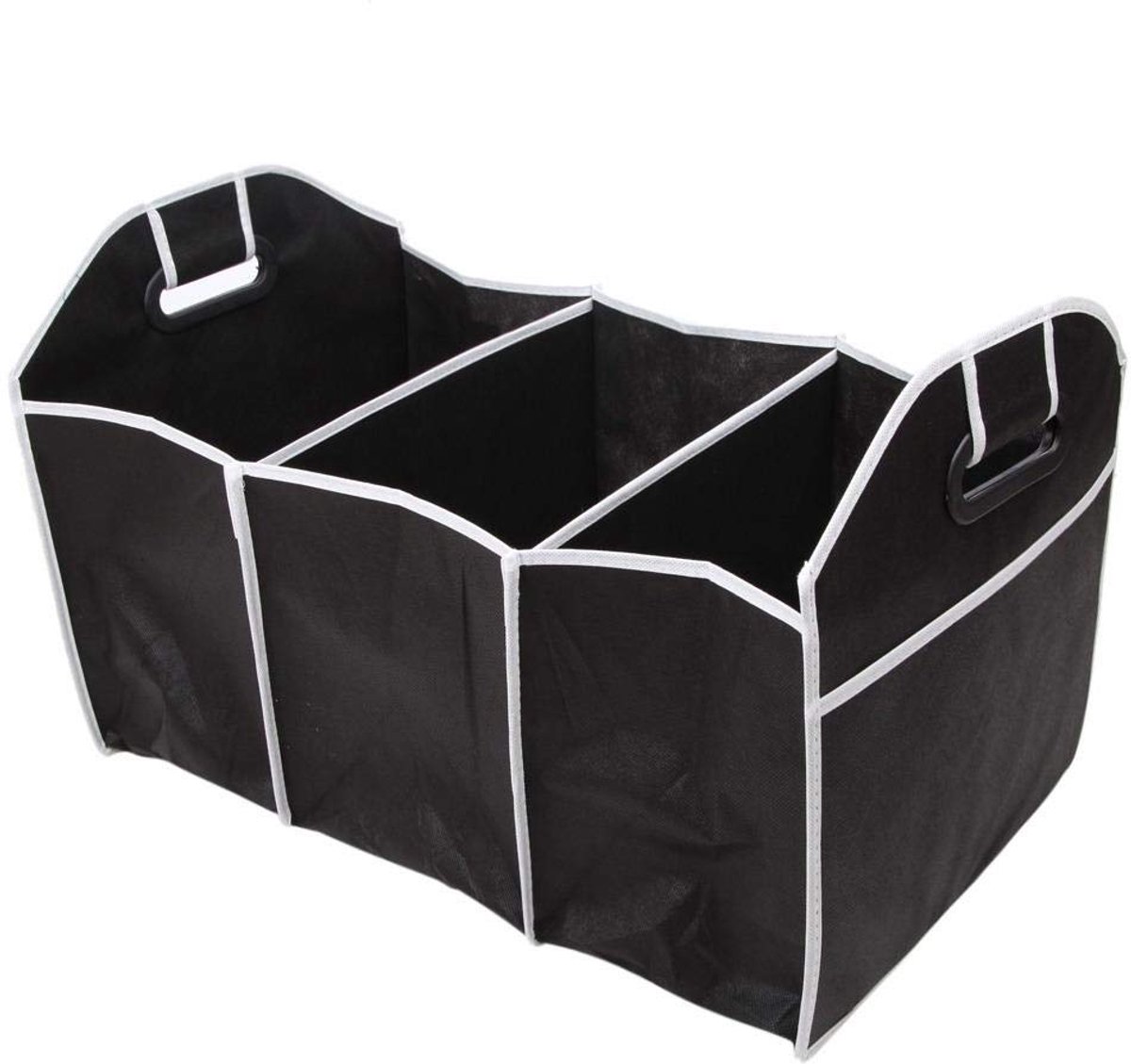 Auto organiser - Kofferbak organizer - Opbergvakken auto - Car trunk organizer - Boodschappentas - Opvouwbaar - 20x54x24 cm - Met sleutelvakje - Zwart met wit - Jonyx