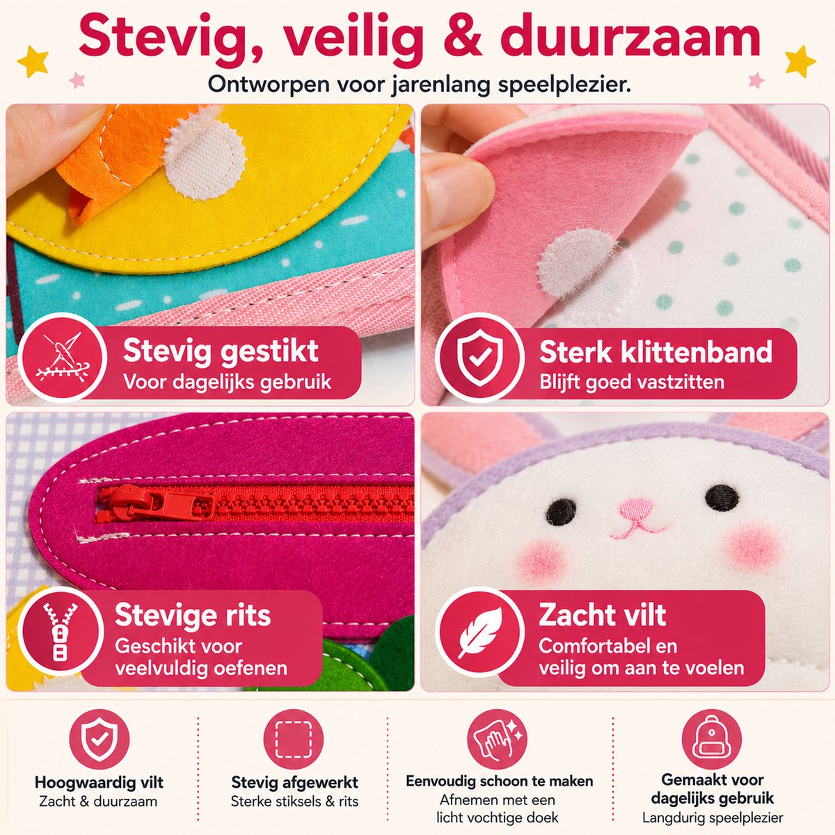 Joyage Busy Board Boek - Montessori activeitenboek voor onderweg in de auto - Busy book - Sensorisch speelgoed 3 jaar montessori speelgoed - Meisjes speelgoed jongens speelgoed peuter speelgoed 2 jaar - Kinderspeelgoed 1 jaar 3 jaar Activiteitenbord — afbeelding 7