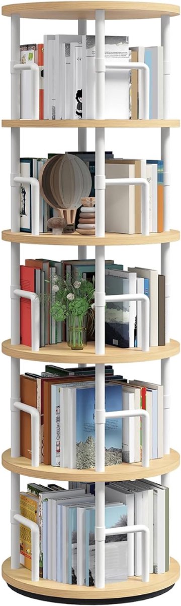 JCP® Hoekmeubel - Hoekmeubel Boekenkast - Boekenrek - Naturel en Wit - 40cm x 40cm x 160cm