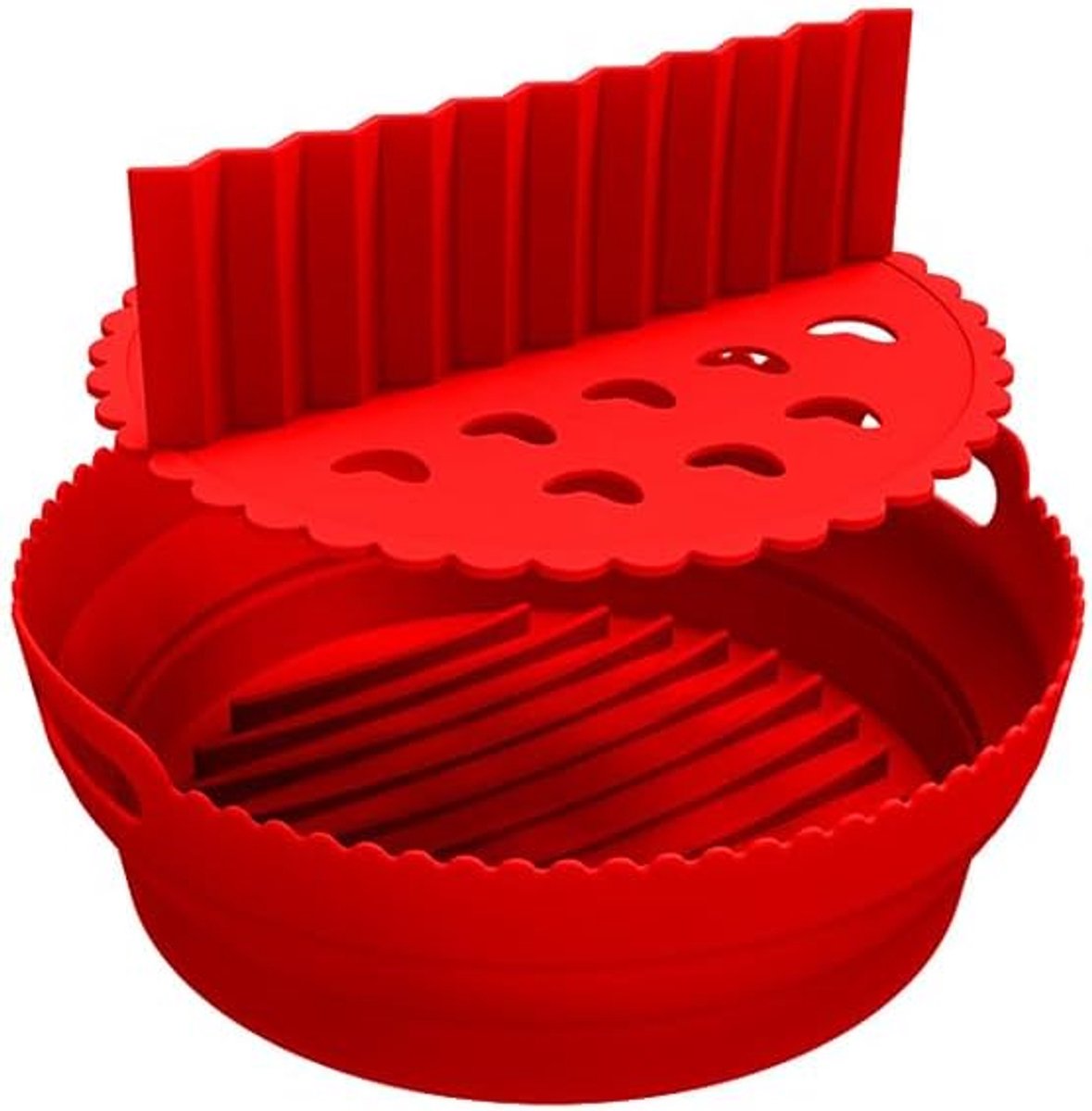Airfryer Bakmat - Siliconen - 8.6 Inch - voor 5-8 QT - met Scheidingswand - Anti-aanbak - Vaatwasserbestendig - Hittebestendig Tot 446°F - Rood