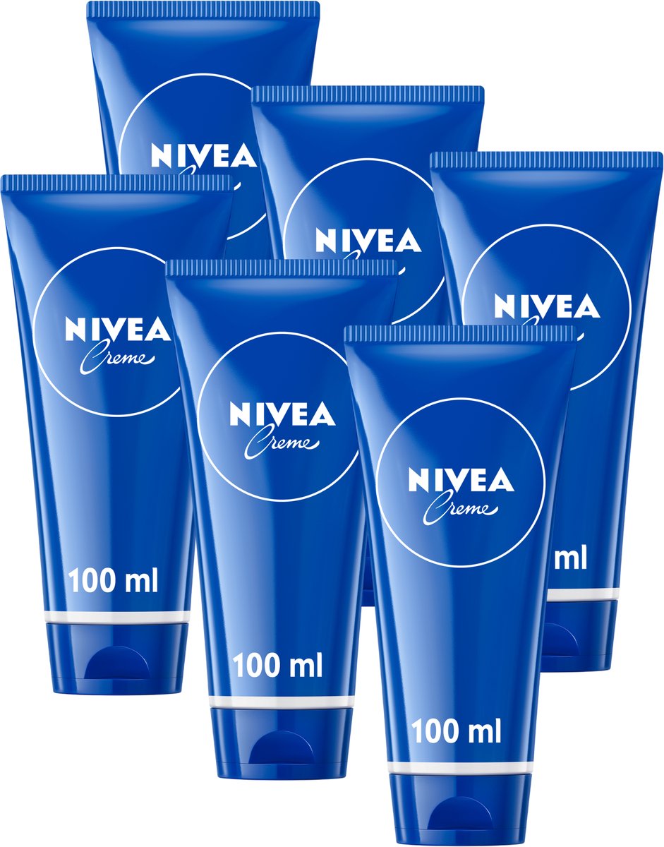 NIVEA Creme Tube - Voor Gezicht, Handen en Lichaam - 72u Hydratatie - Bodycrème - Voordeelverpakking - 6 x 100 ml