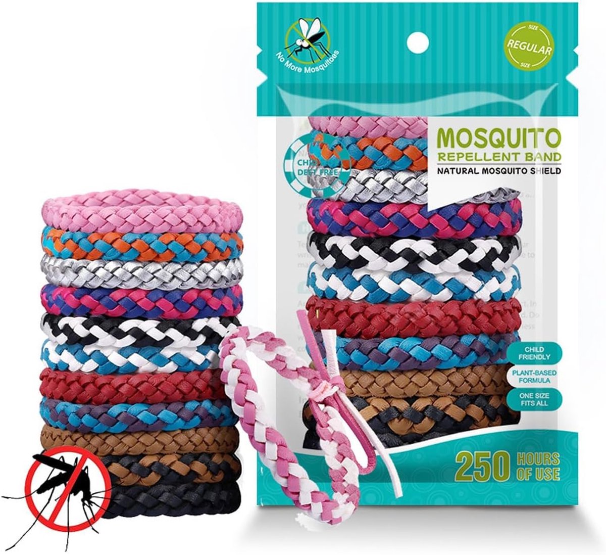 Muggenwerende armband - muggen armband kind-muggenwerende armband-12-delige verstelbare armband, luizenvrij - voor volwassenen en kinderen - 20 cm