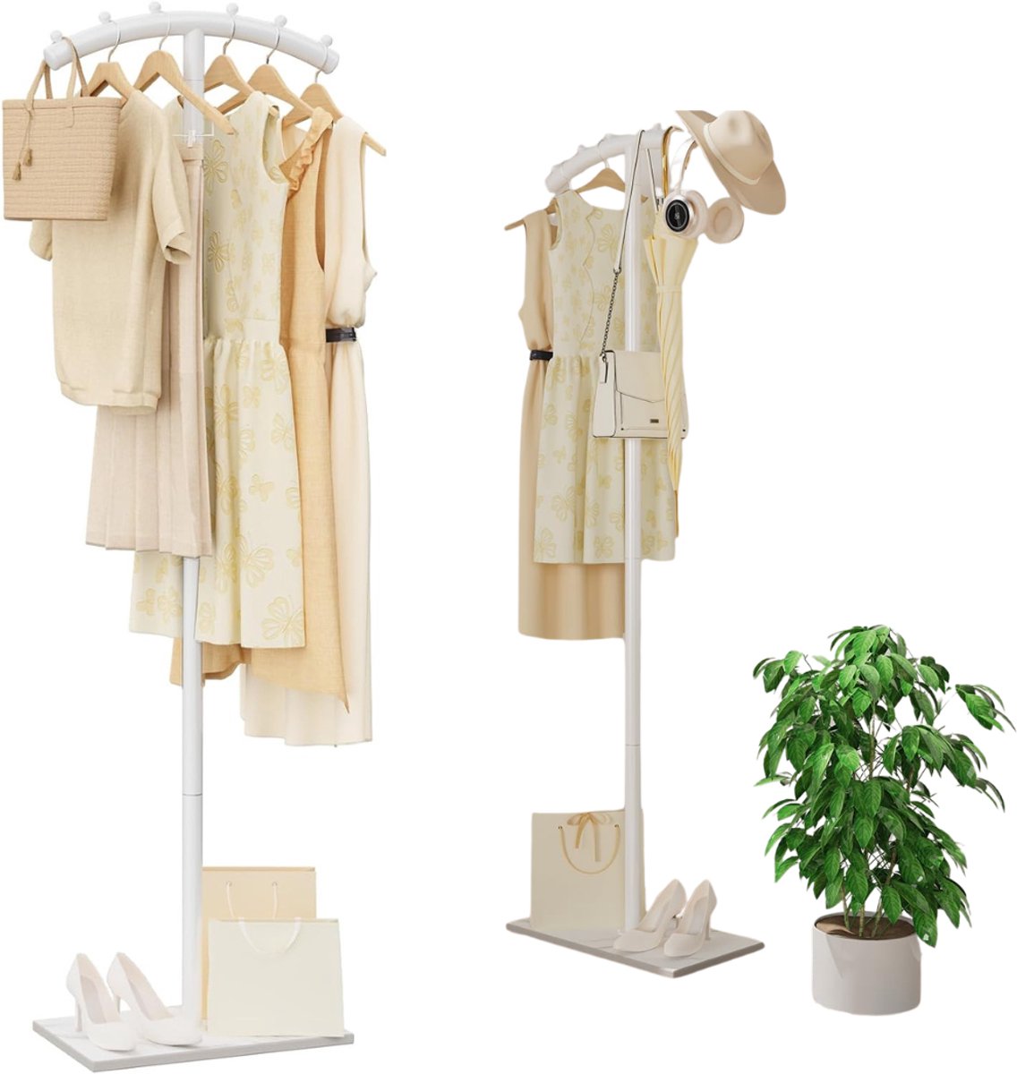 Zavio® Kledingrek Metaal - Kledinghangers - Dressboy -Wit