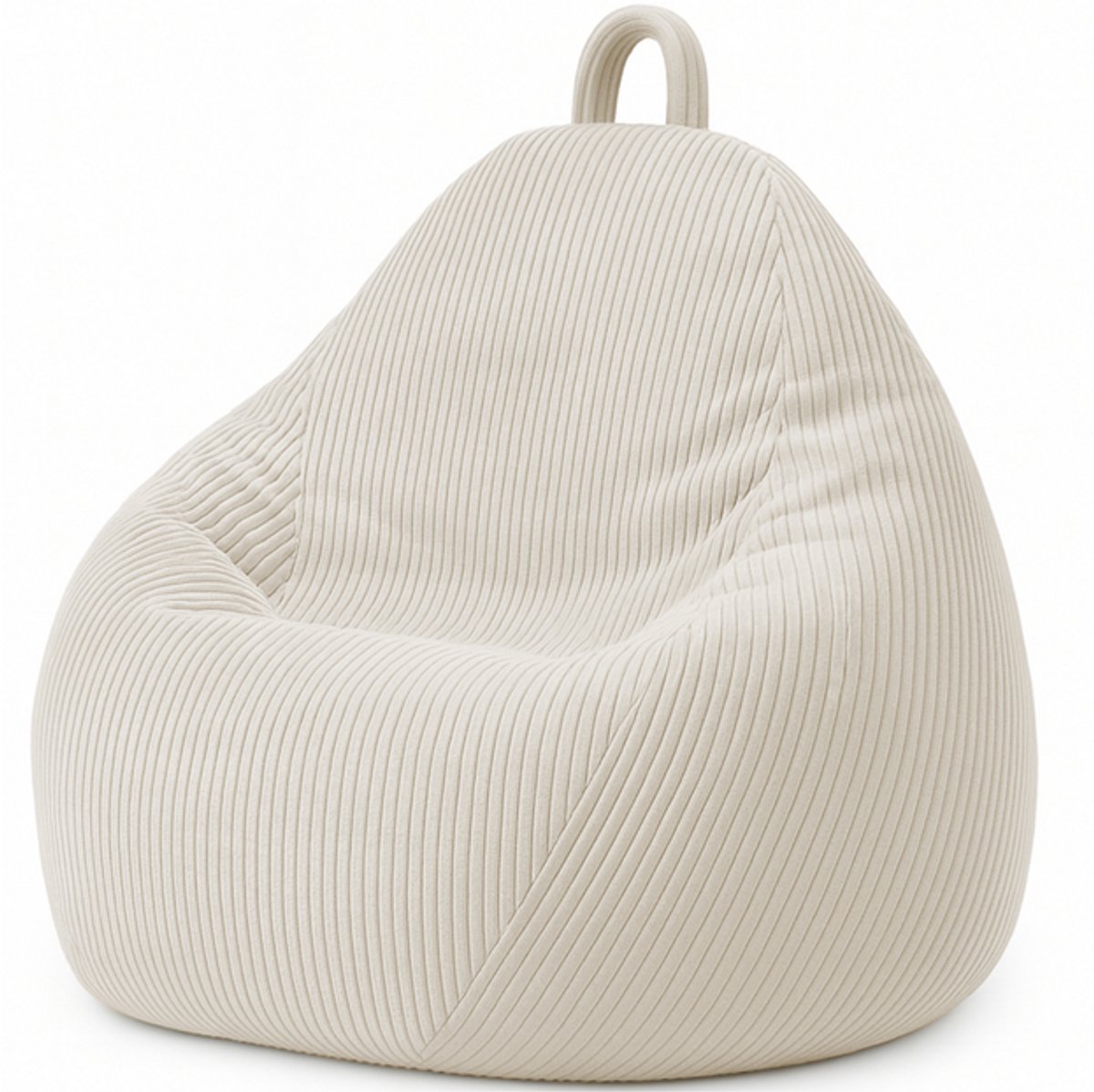 Bananair - Peervorm zitzak - ribfluweel - Afneembare hoes - Volwassenen & Kinderen - Beige - 80 x 70 cm