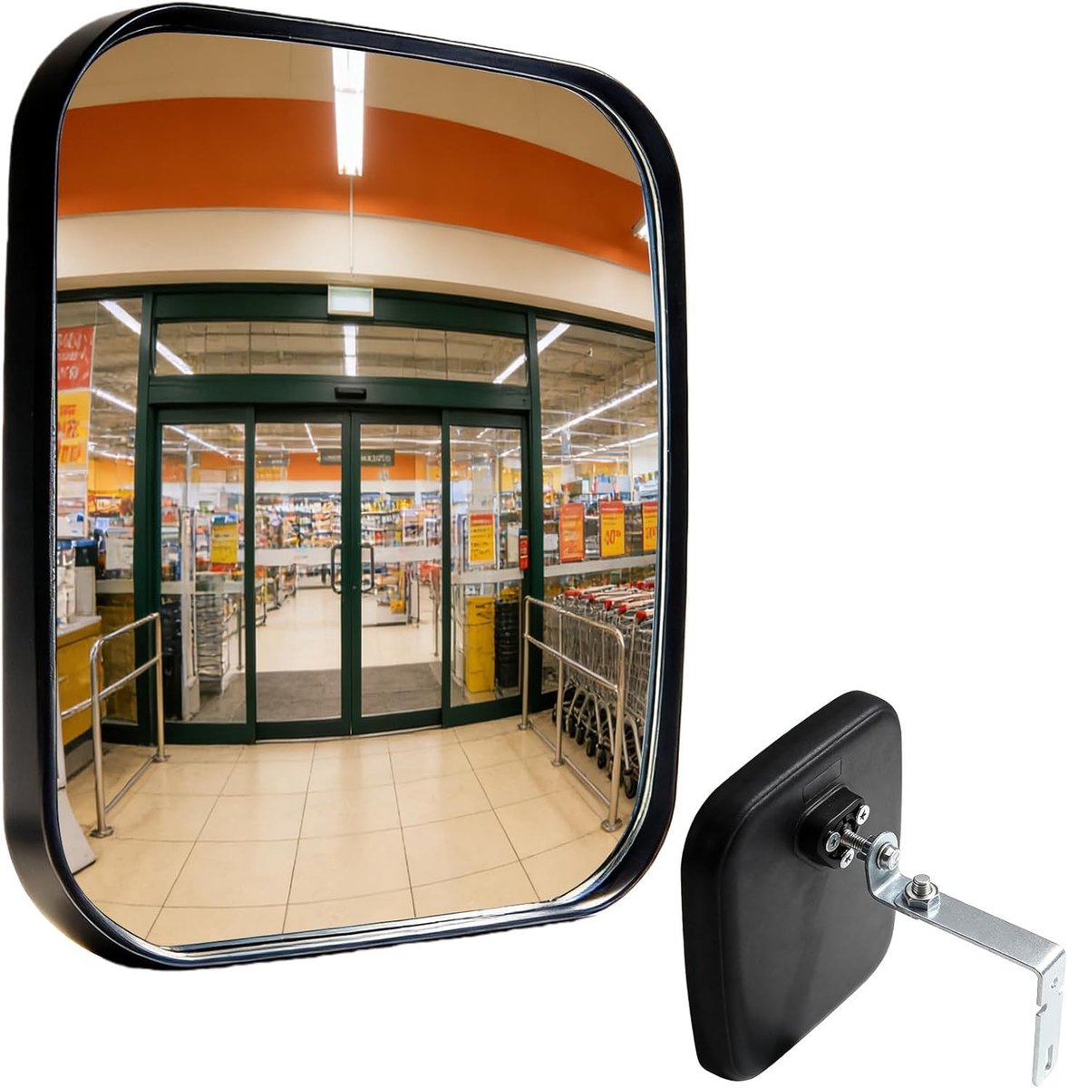 Verstelbare Convex Spiegel 19 x 16 cm voor Veiligheid, Breed Hoekzicht en Gebruik Binnen en Buiten in Garage, Magazijn, Tuin en Ziekenhuis