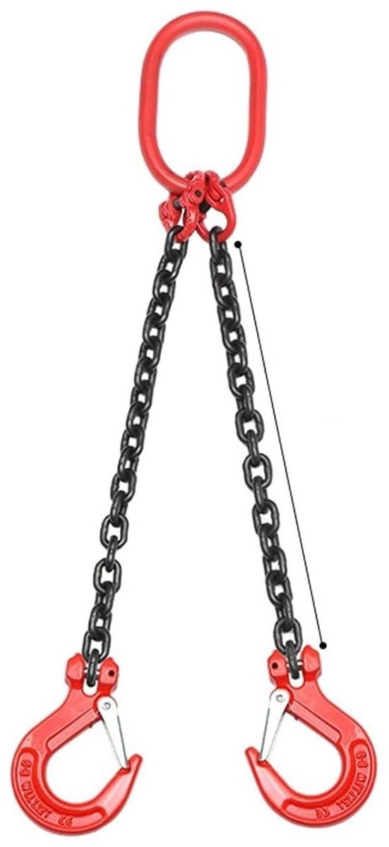 Hijsketting met Haken - Kettingstroppen G80 - Lasten Heffen - Volautomatisch Gelast - 2 Ton 1 Meter - Zwart