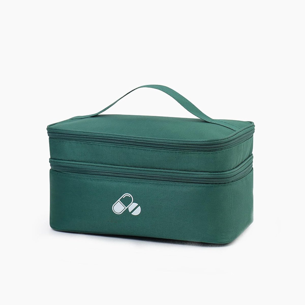EHBO tas leeg - Verbanddoos - Toilettas - 600D Oxford stof - Dubbele opbergvakken - Reis medicijntas - EHBO koffer voor thuis, auto of reizen - Groen - 28 x 20 x 15 cm