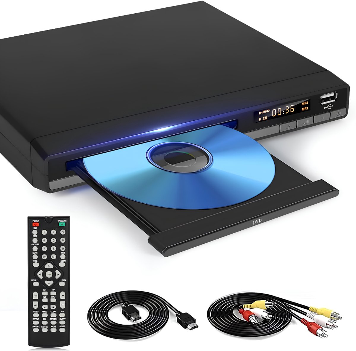 JCP® Dvd Speler - Dvd Speler voor Tv - Dvd Speler met HDMI - Zwart - 27cm x 26cm x 8cm