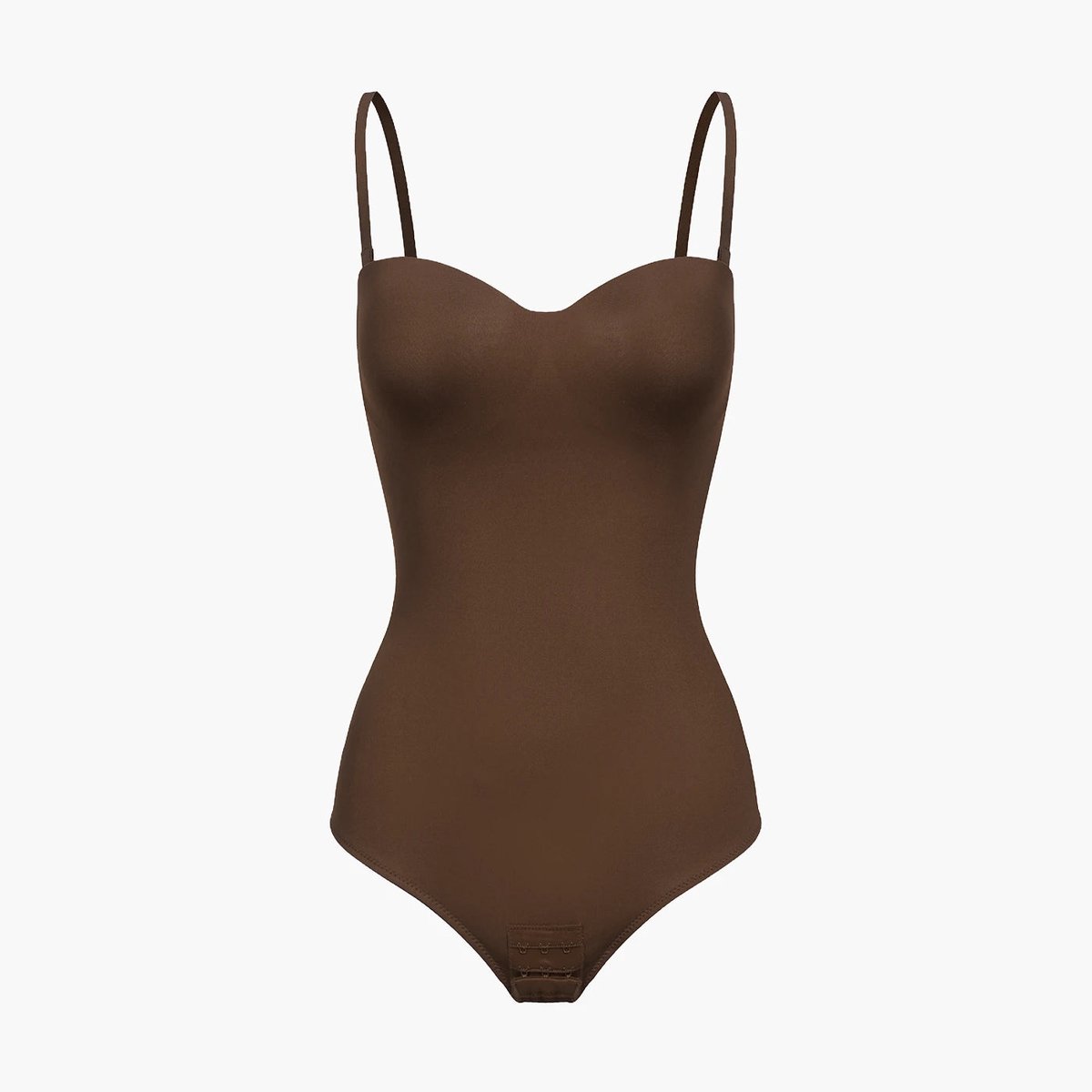 cfab - Push-up bodysuit met string - Bruin, M - Corrigerende Body - Naadlos - corrigerend ondergoed dames