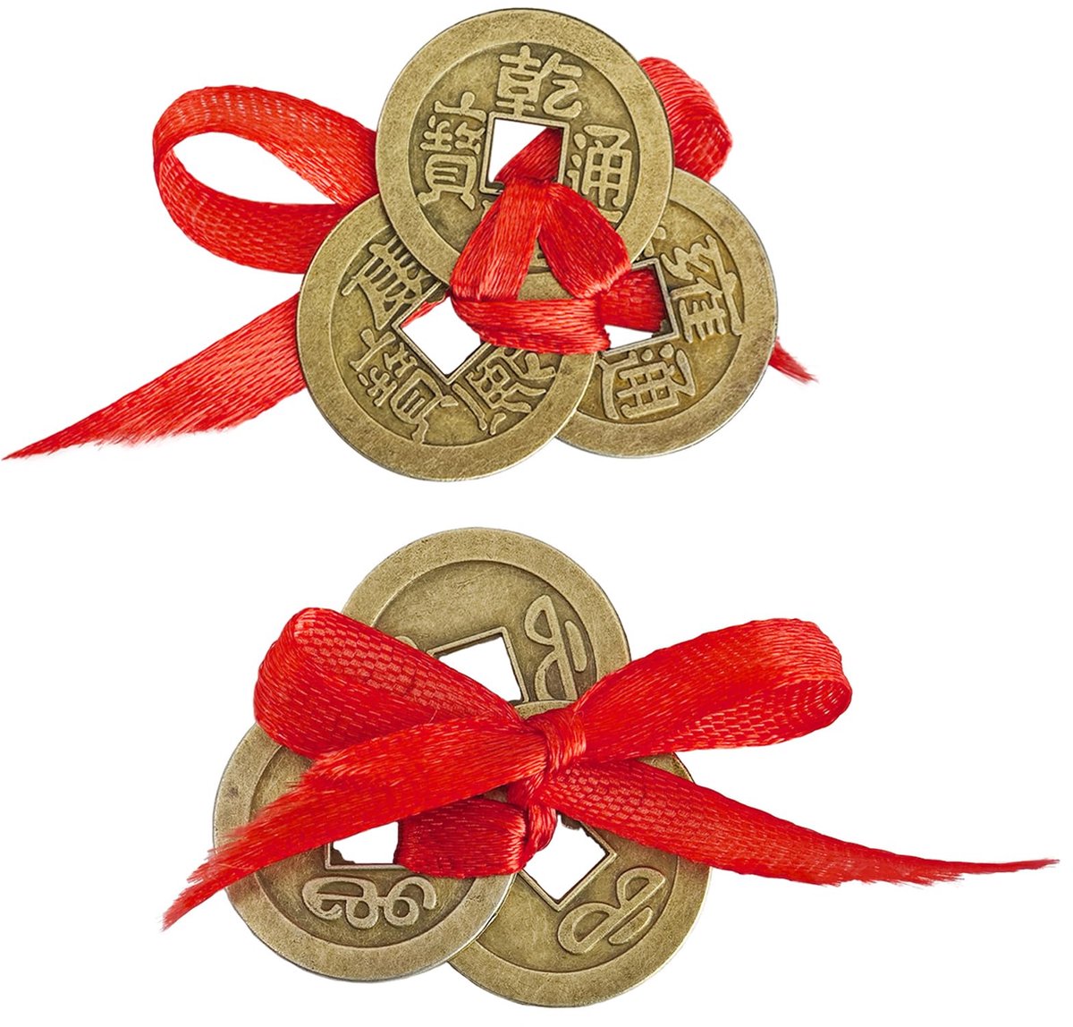 Feng Shui Geluksmunten Set - 2 Stuks - Chinese I Tjing Munten - 2,2 cm - Voor Geluk, Voorspoed en Rijkdom - Decoratieve Munten voor Woning, Cadeau en Hobby