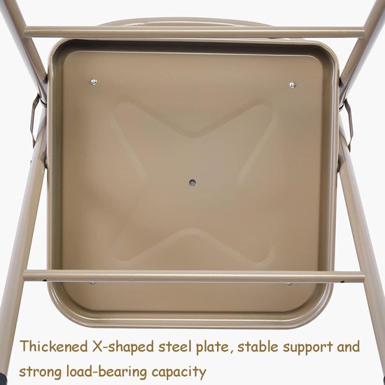 Draagbare Klapstoel - Opvouwbare Stoel Eetkamer - Extra Zitplaats Creëren - PU-Leer Bekleding - 4-pack - Kaki — afbeelding 2